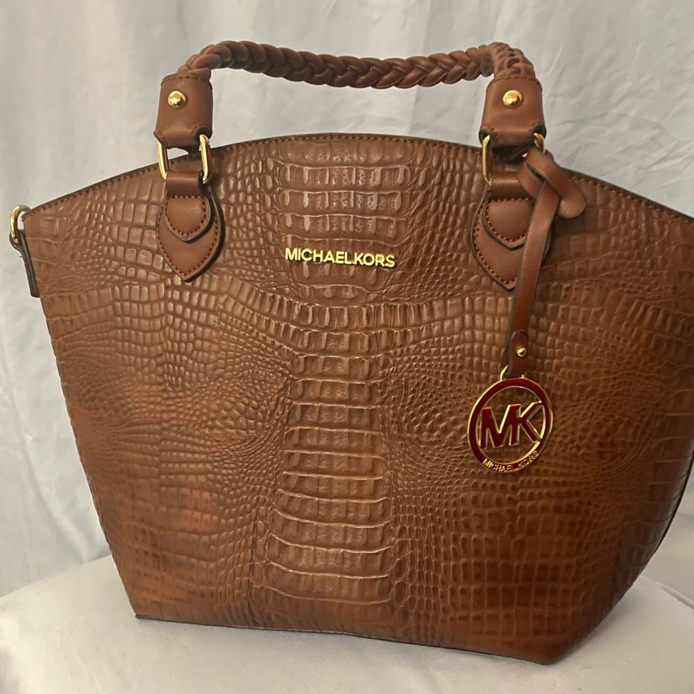 Michael Kors Tan Crocodile-Embossed Tote